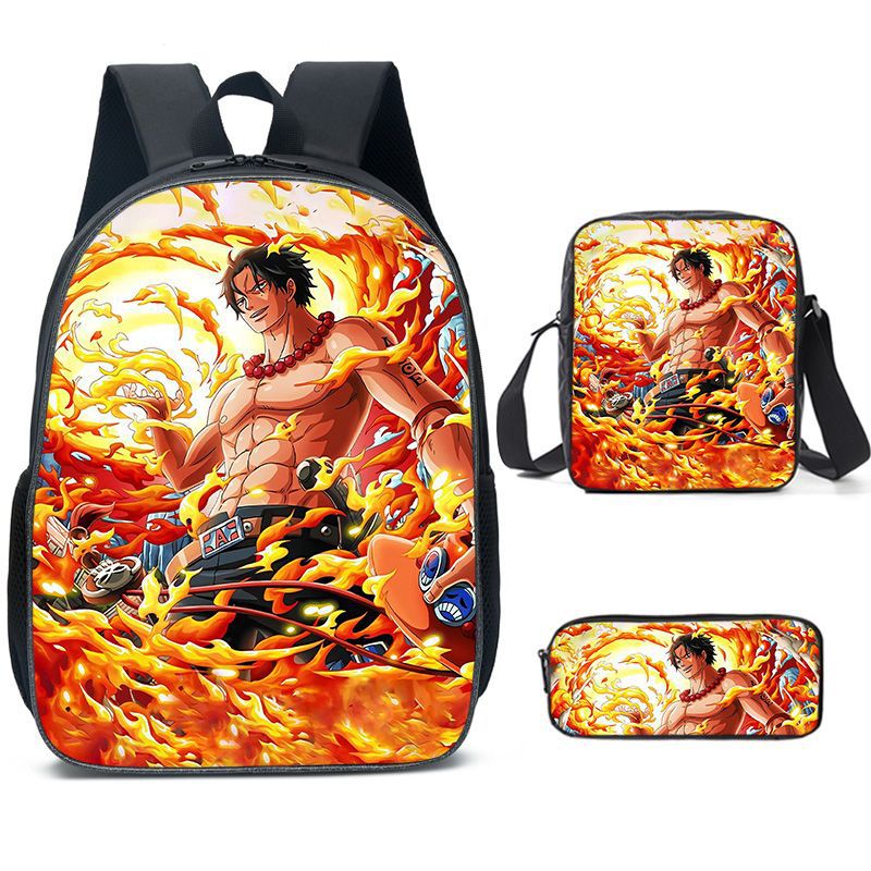 (Style 1) 3Pcs One Piece Luffy Backpack Lunch Bag Pencil Case Set Kids Gift