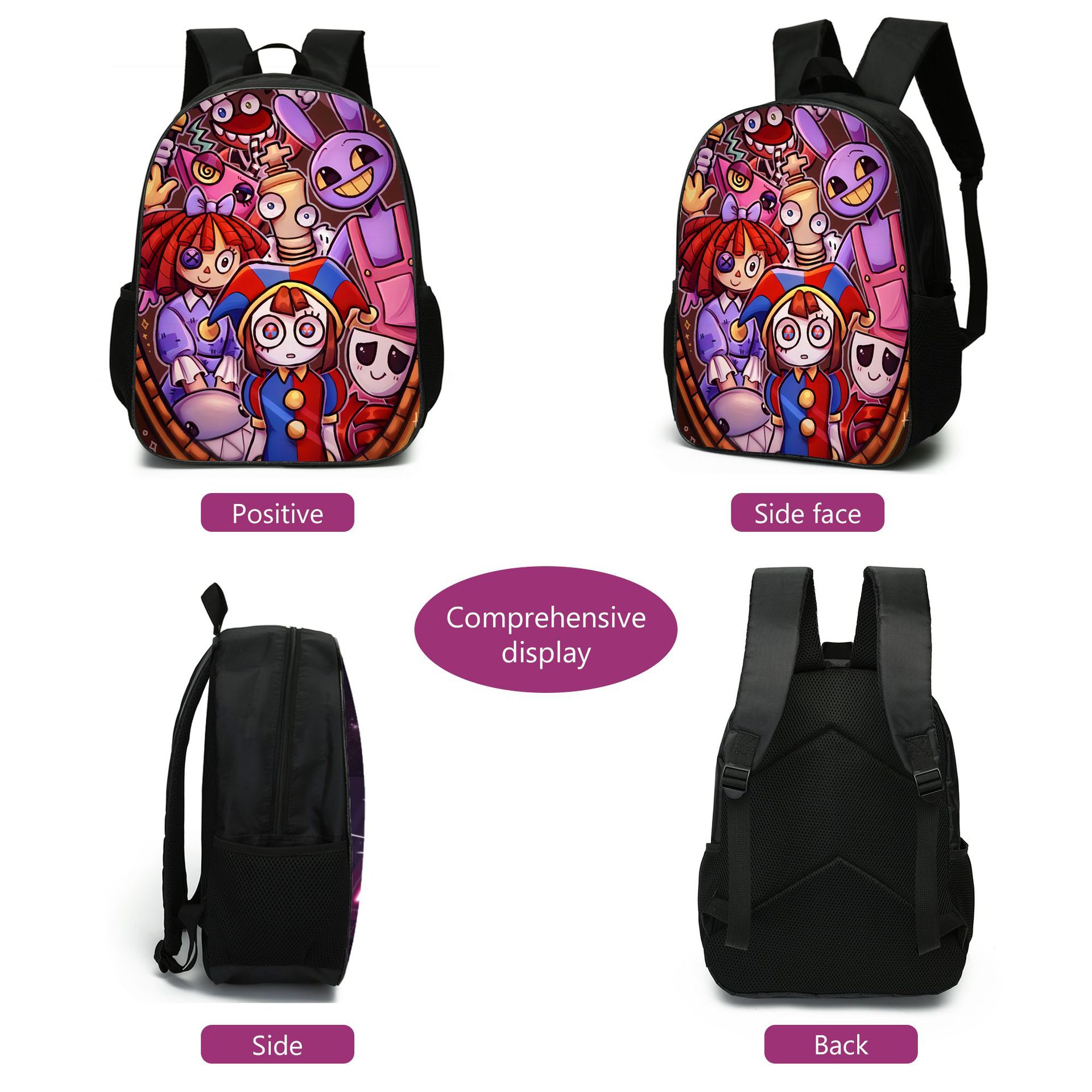 (Style A) The Amazing Digital Circus Backpack for Kid Shoulder School Book Bag Boys Casual Daypacks with Pencil Case