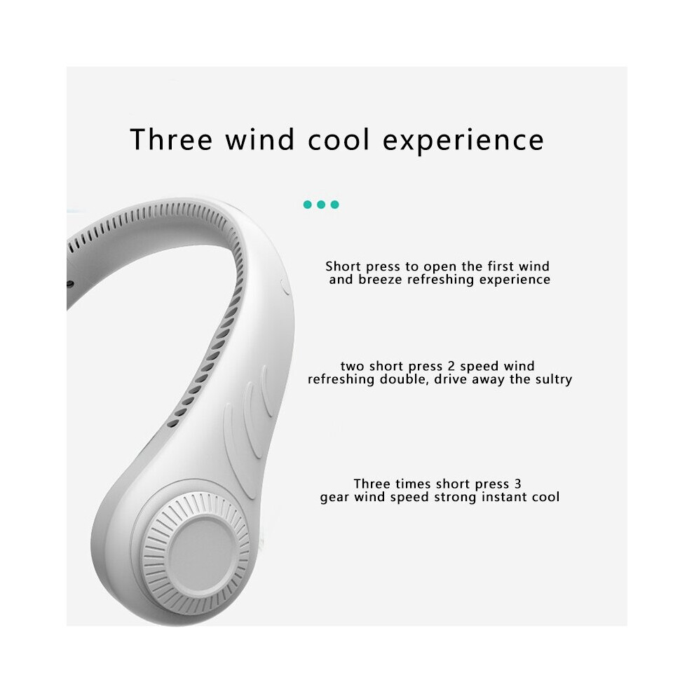 Portable Bladeless Cooling Fan Neck Fan Handsfree White