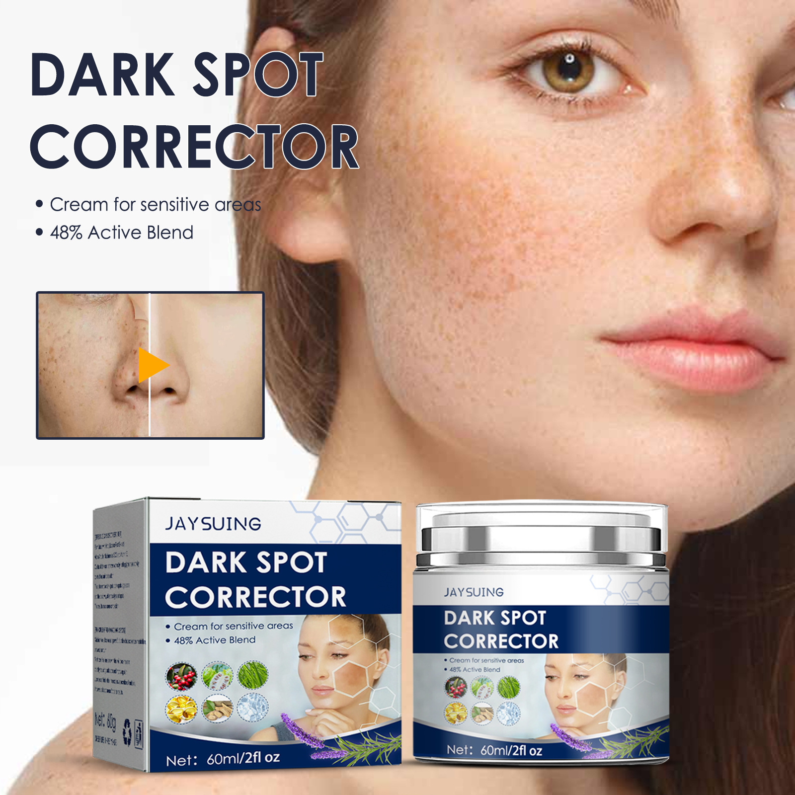 Dark Spots Remover Cream Lighten Melanin Melasma Chloasma Age Spots Sunburn Moisturizing Brightening Whitening Freckles Cream Remover Reduces Hyperpigmentation