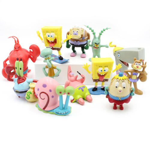 12pcs Spongebob Patrick Cartoon Figures Toys