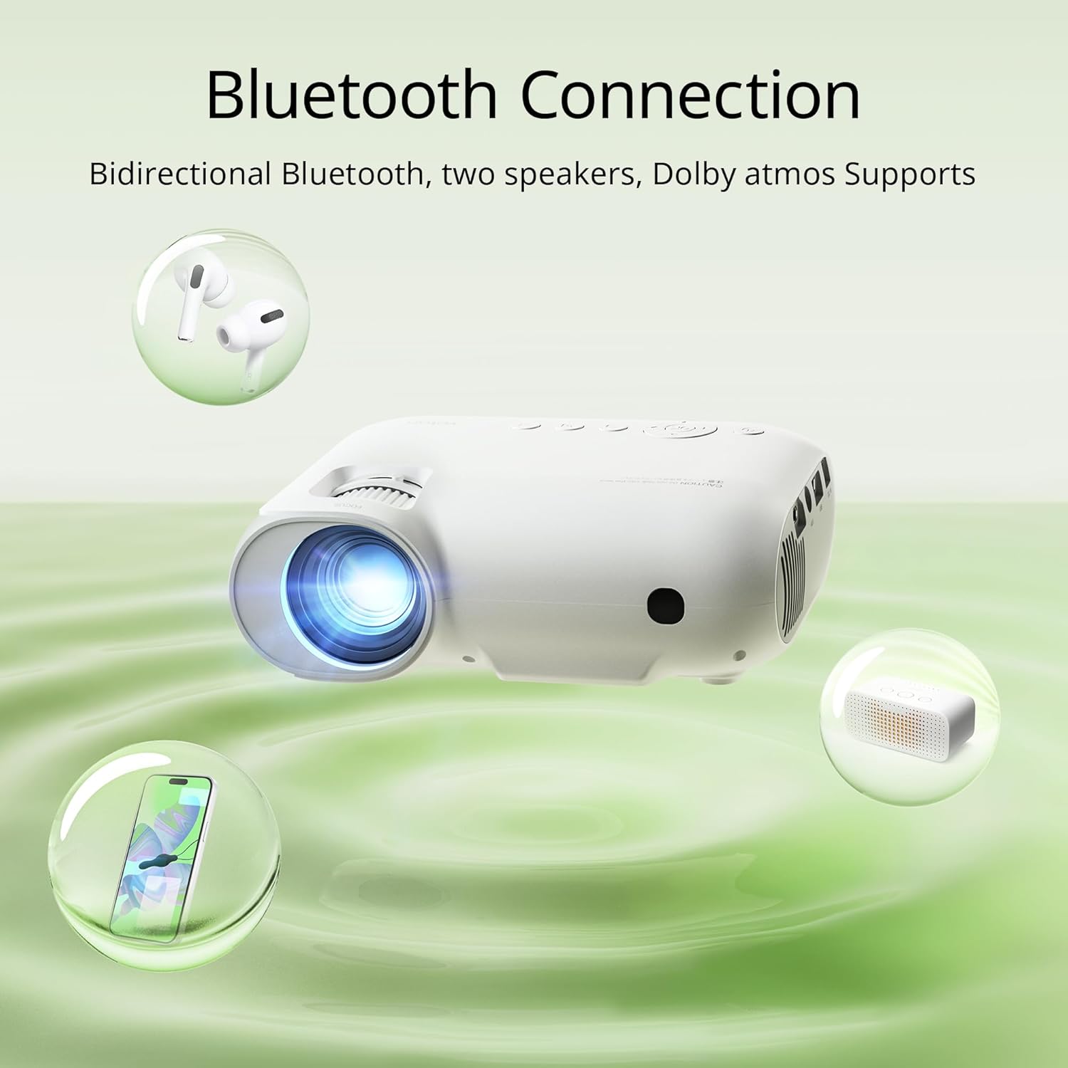 Projector 4K Netflix Prime Video YouTube Portable Projector WiFi Bluetooth 23000 Lumens Smart Phone Projector with Zoom Updated with Built in Hulu/Dolby