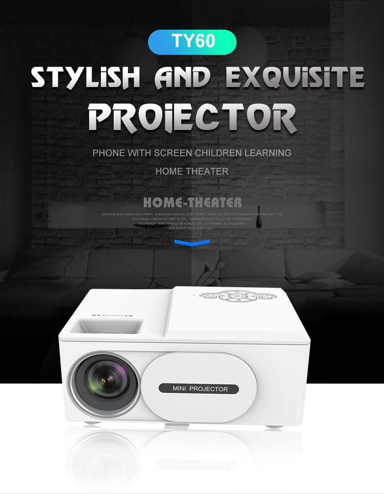 (White) Mini Portable Projector Beam Projector HD Port Support 1080P 4k Resolution Built-in Stereo Home Theater Cinema Projector Electronic LCD Theater