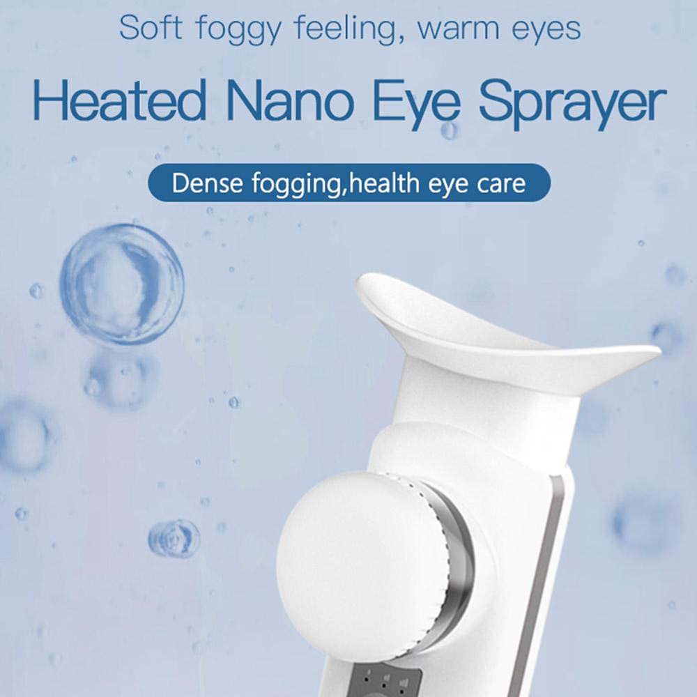 (Blue) Electric Nano Eye Steamer Sprayer Device Moisturizing Atomizer Water Hot Compress Eyes Soothing Massage Eye Washing SPA Humidifier Relieve Fatigue