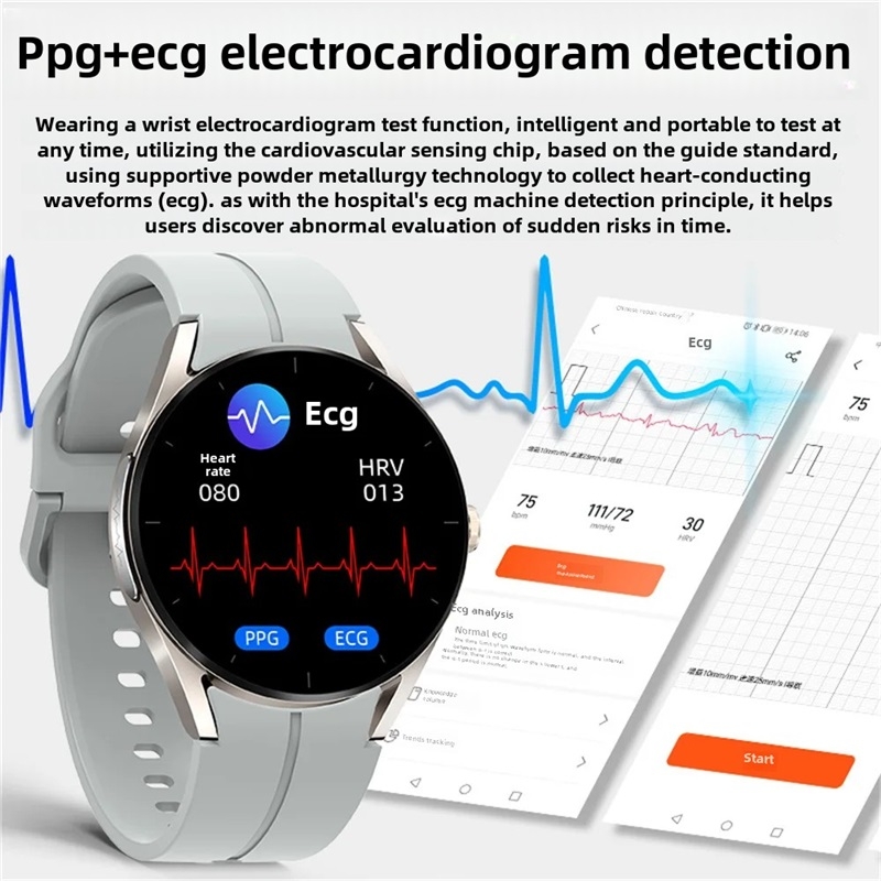 (Grey) Men Smart Watch Laser Therapy ECG Health Monitoring Bluetooth Calling AI Voice Fitness Tracker Women Smartwatch