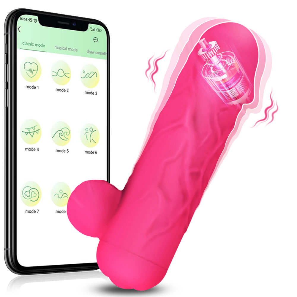 (Rose Red) Mini Realistic Dildo Vibrator APP Control G Spot Bullet Vagina Anal Nipple Stimulation Clitoris Massager Butt Plug Sex Toys For Women Male Gay