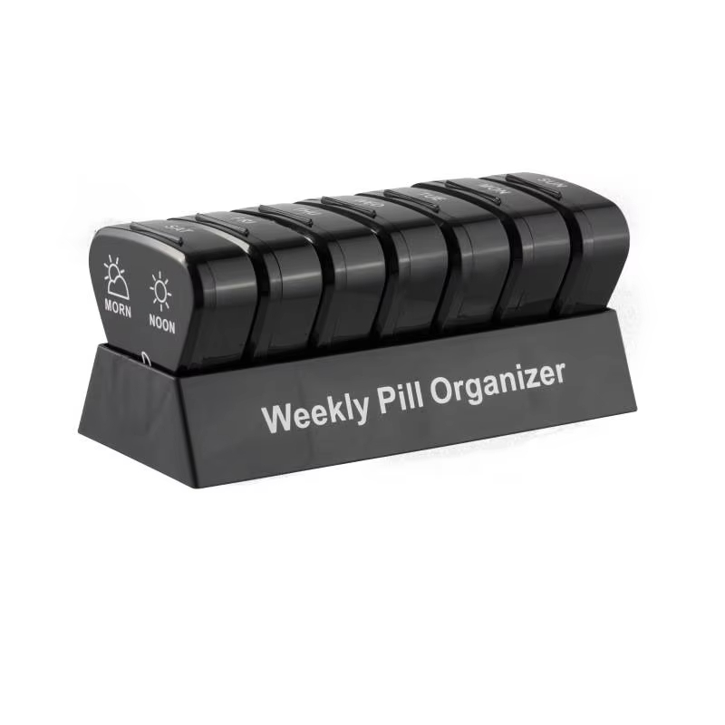 (Black Colorful) Daily Pill Box For Medicine Waterproof Secret Compartments Holder Drug Case Tablet Container Weekly Pill Organizer 7 Days Portable Travel Pills Case Pocket Case