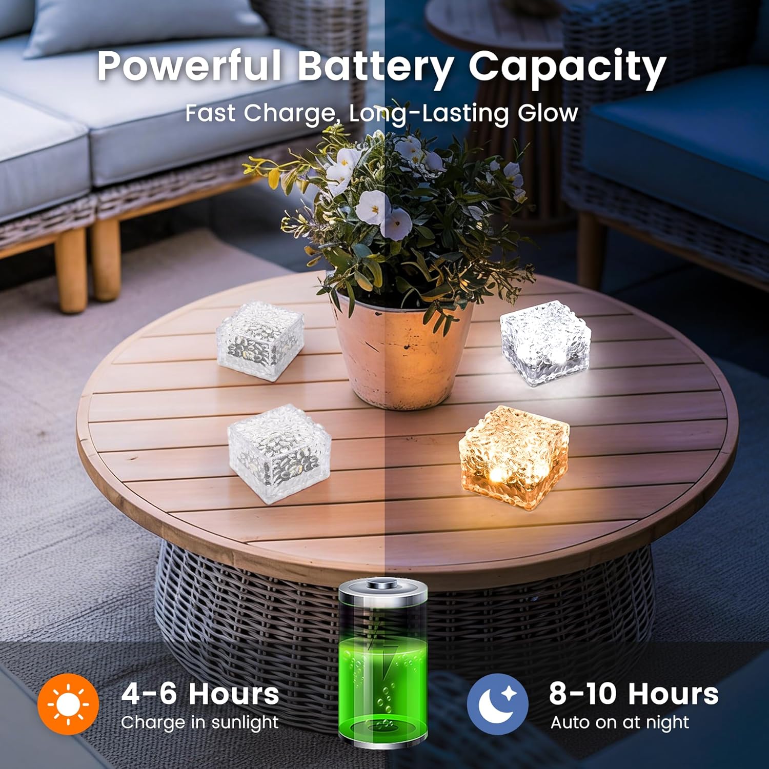4 Pack Solar Lights PVC Brick Outdoor Garden 2 Lighting Colors Solar Lights Garden Ornaments Outdoor Waterproof for Path Lawn Pond Patio Ground Driveway