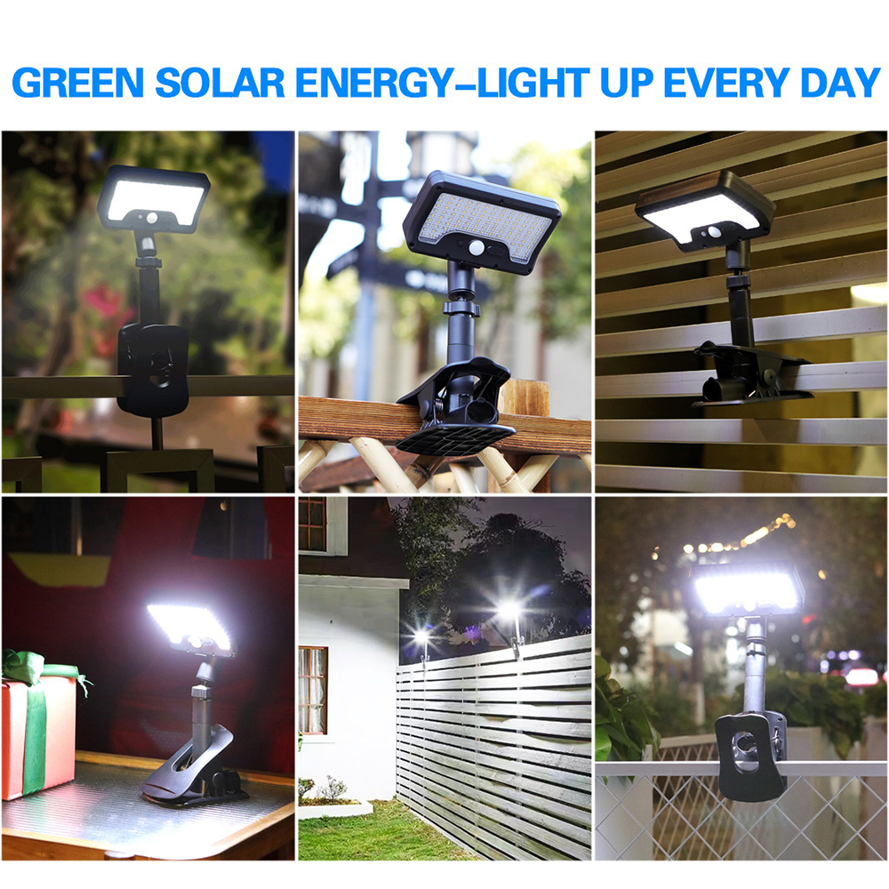 92 LED Solar Clip-on Motion Sensor Lights, LED Street Light Waterproof Wall Lamp for Camping Garden Yard Tent Patio Outdoor