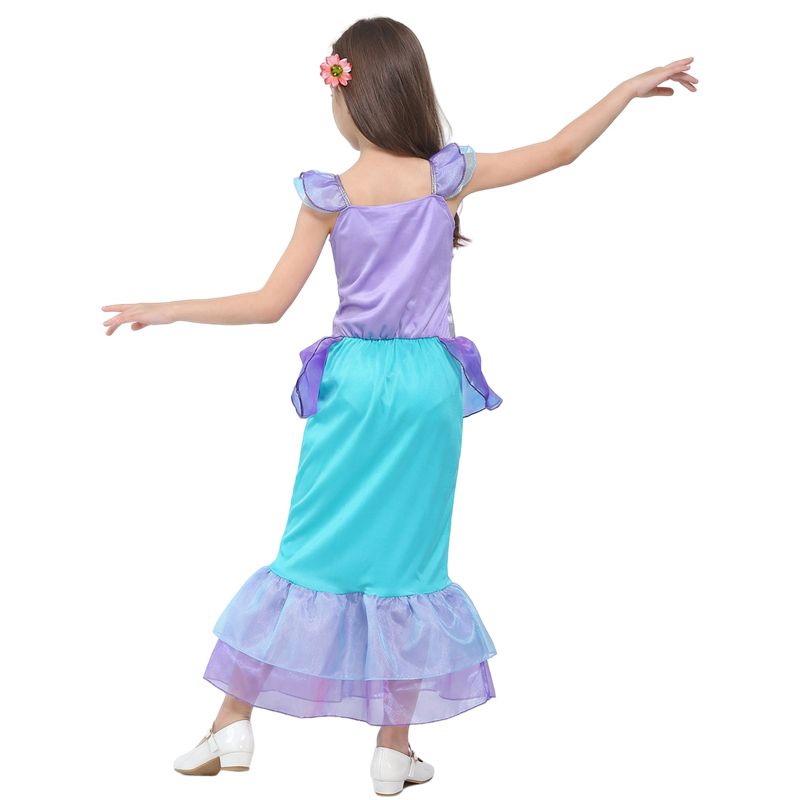 (120CM) Girl Mermaid Tail Dress Fish Scale Lace Ball Gown Princess Costume Birthday Gift Halloween Cosplay Girls'Holiday Party Costume
