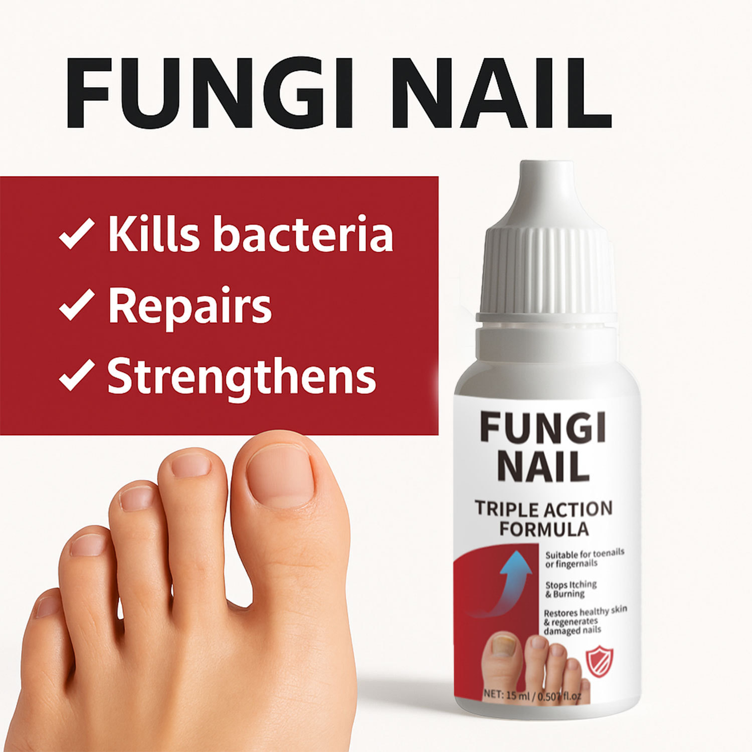 Antifungal Nail Repair Solution Treatment for Discoloured Nails Daily Home Care Clear 15ml