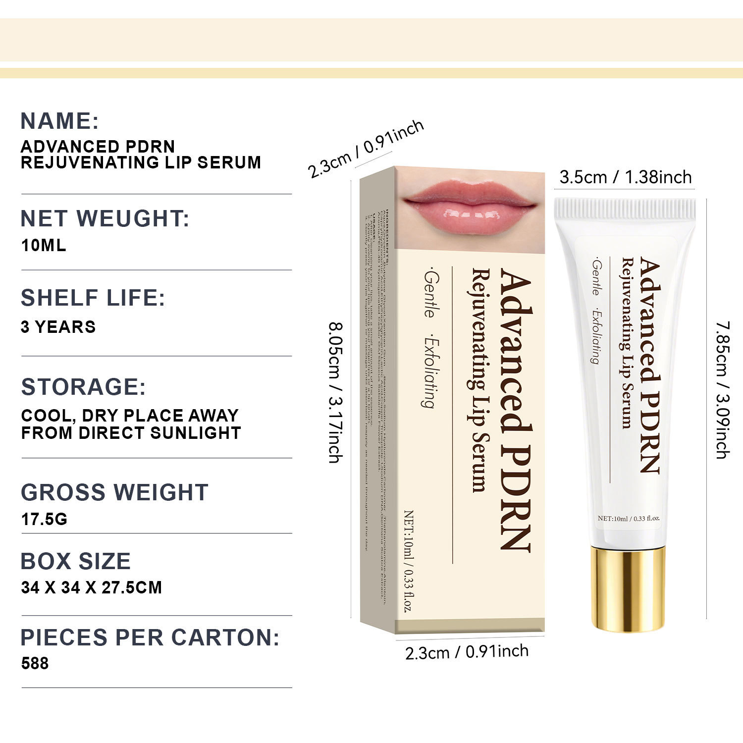 Revitalising Lip Serum Moisturising Lip Care for Smooth Hydrated Lips Daily Home Use Clear 10ml