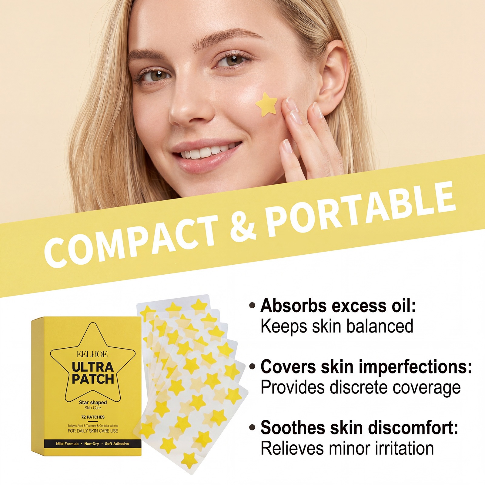 Star Shaped Skin Care Patch For Blemish Coverage Soothing And Gentle Acne Care
