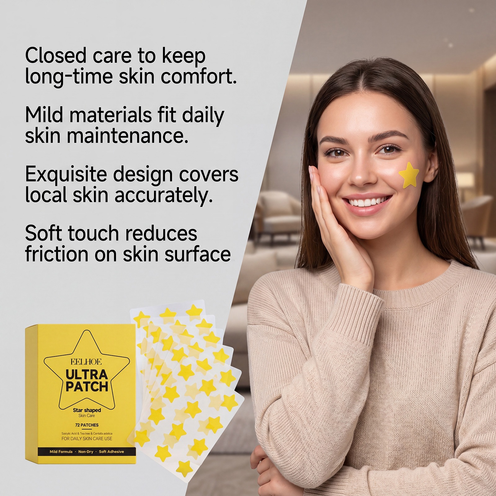 Star Shaped Skin Care Patch For Blemish Coverage Soothing And Gentle Acne Care