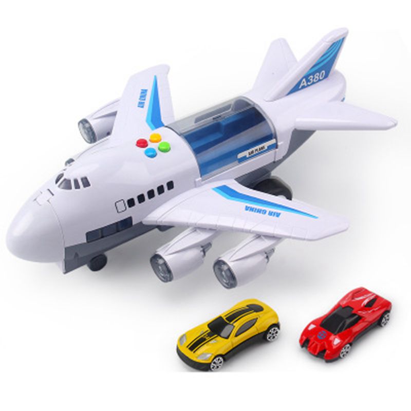 (BL) Simulation Track Inertia Airplane Music Stroy With Lighting Plane Passenger Plane Toy Diecasts Car Boy Educational Toy Kids Gift