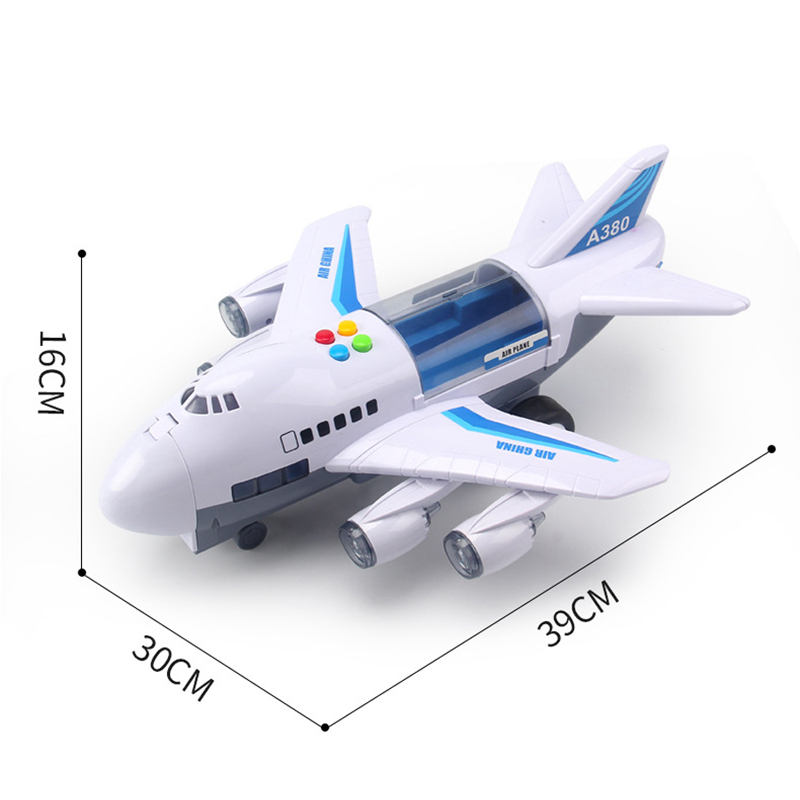 (BL) Simulation Track Inertia Airplane Music Stroy With Lighting Plane Passenger Plane Toy Diecasts Car Boy Educational Toy Kids Gift