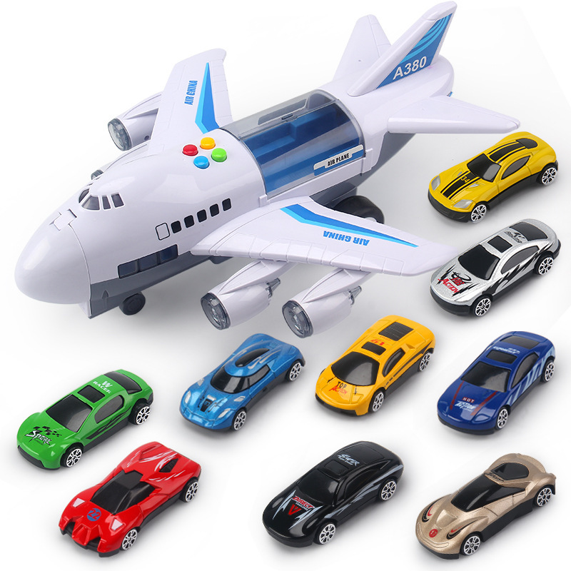 (BL) Simulation Track Inertia Airplane Music Stroy With Lighting Plane Passenger Plane Toy Diecasts Car Boy Educational Toy Kids Gift