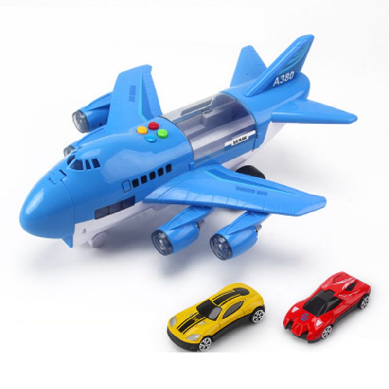 (BL) Simulation Track Inertia Airplane Music Stroy With Lighting Plane Passenger Plane Toy Diecasts Car Boy Educational Toy Kids Gift