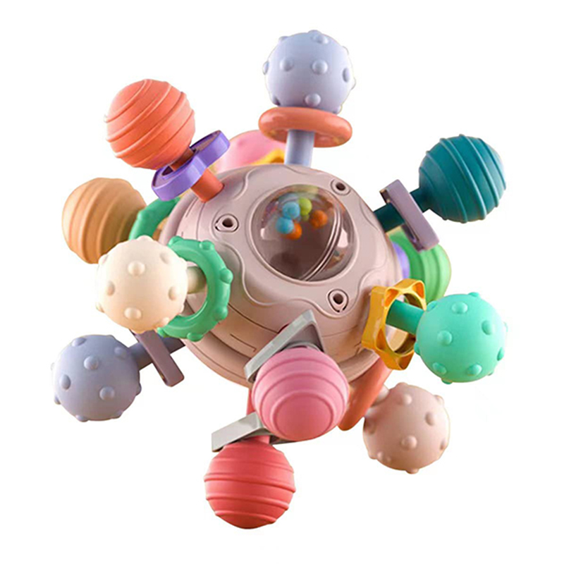 (PK) Montessori Baby Teething Toys Sensory Chew Teething Ball Rattle Grasping Activities Babies Toys for 0-18 Months Girls Boys Gifts