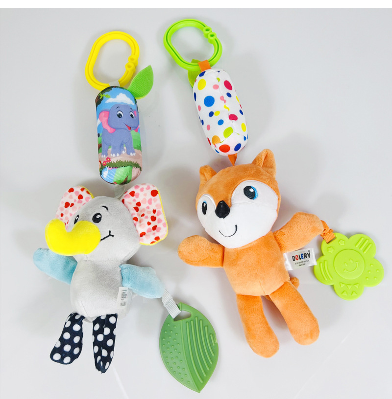 (fox 1131) Soft Animal Hanging Handbells Rattles Plush Infant Baby Development Handle Sensory Toys WIth Teether Baby Toy For Newborn Gifts
