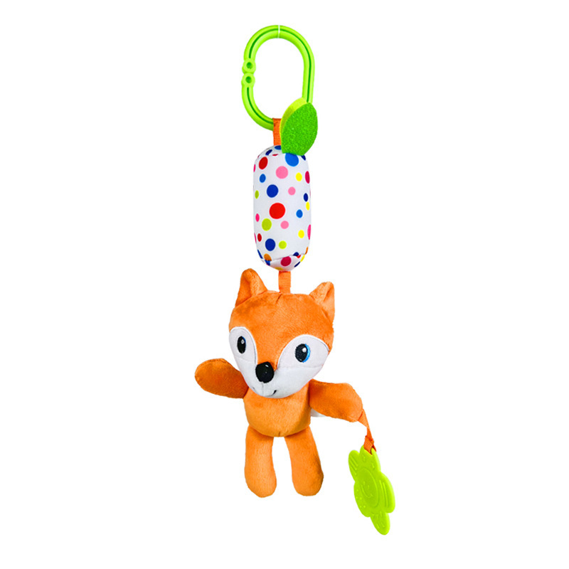 (fox 1131) Soft Animal Hanging Handbells Rattles Plush Infant Baby Development Handle Sensory Toys WIth Teether Baby Toy For Newborn Gifts