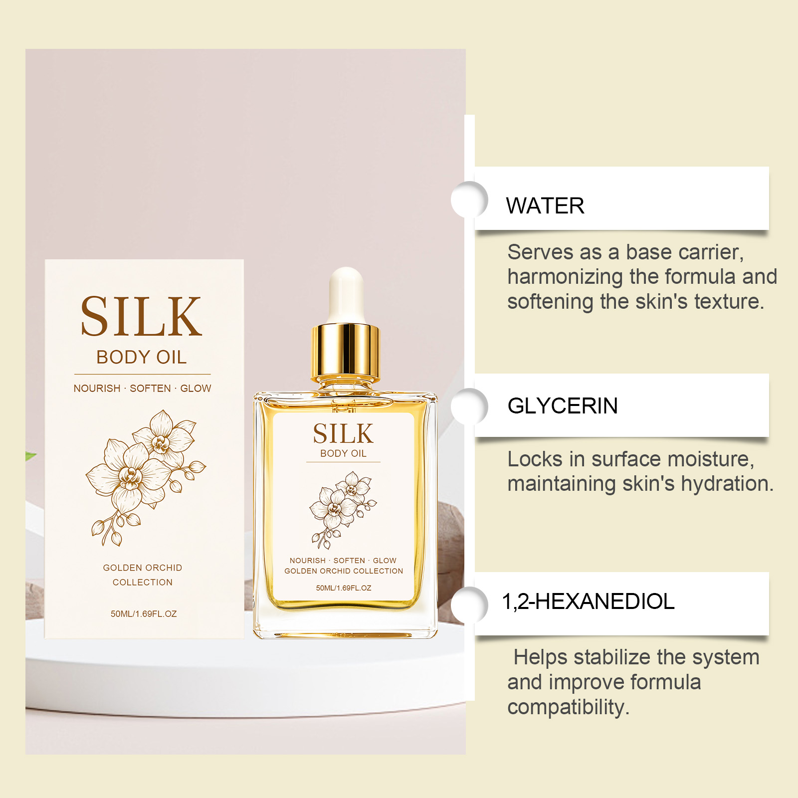 Mild Body Essential Oil Clear Texture Non Sticky Soft Skin Easy Absorb Fresh Comfort Touch Gentle Care For Human Body Skin