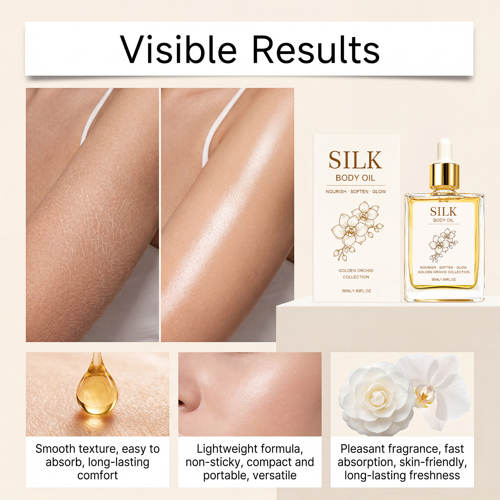 Mild Body Essential Oil Clear Texture Non Sticky Soft Skin Easy Absorb Fresh Comfort Touch Gentle Care For Human Body Skin
