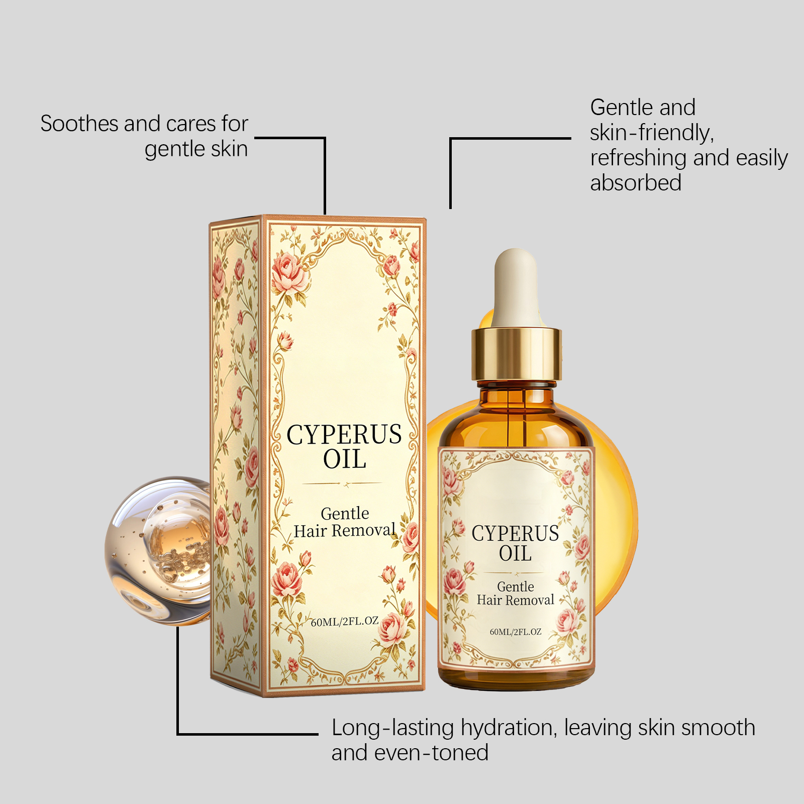 Cyperus Rotundus Hair Removal Essential Oil Mild Nourishing Clean Tender Care Clean Body Skin Hair