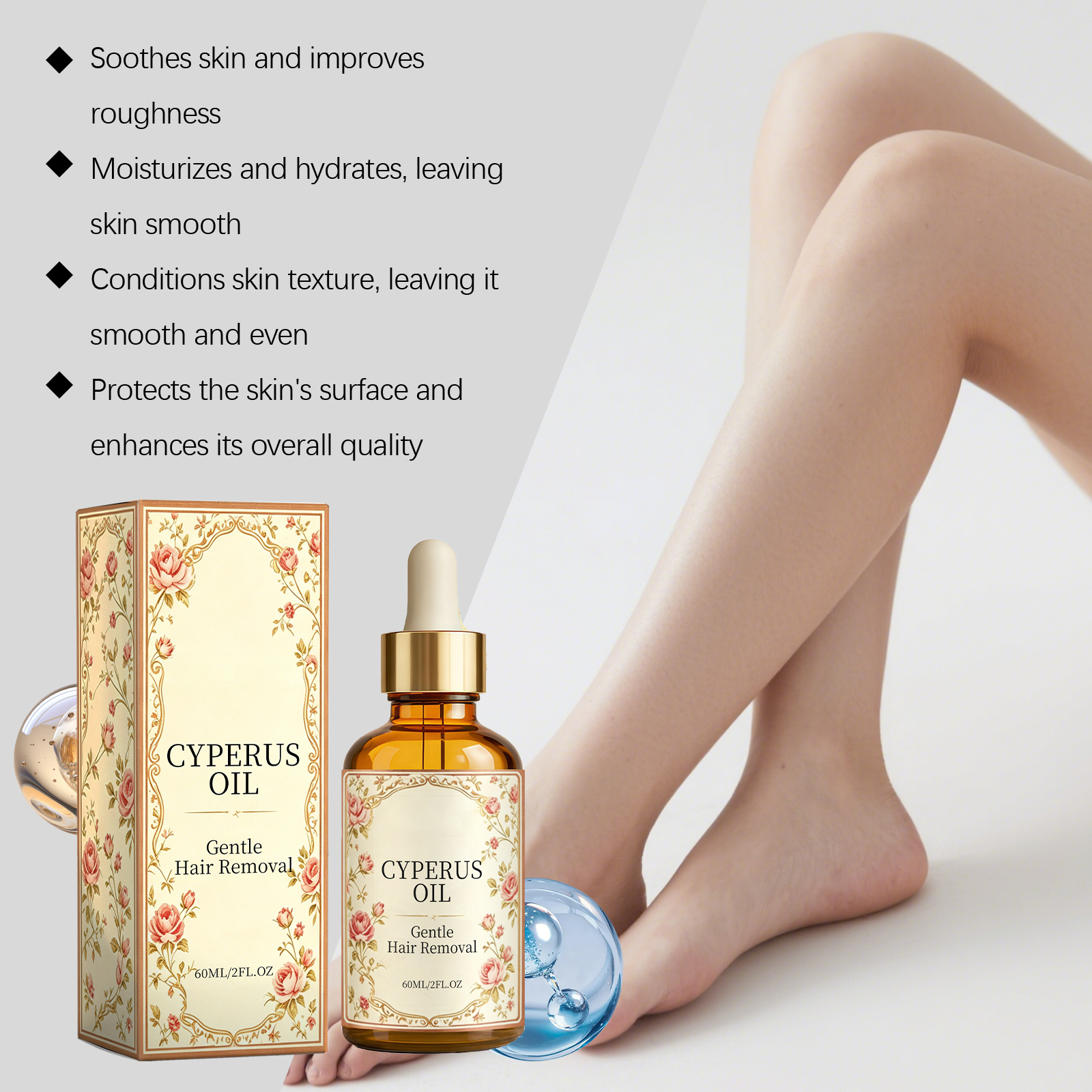 Cyperus Rotundus Hair Removal Essential Oil Mild Nourishing Clean Tender Care Clean Body Skin Hair