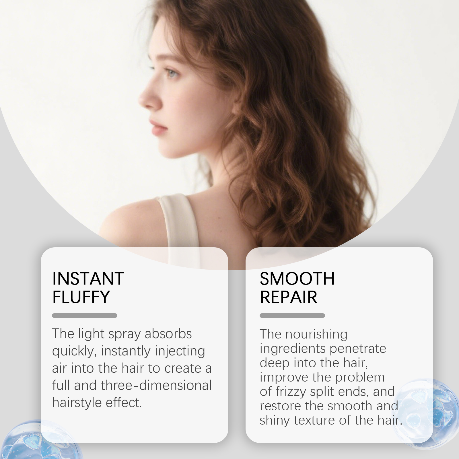 Refreshing No Rinse Hair Spray Lightweight Oil Removing Fluffy Smooth Nourishing Care For Hair