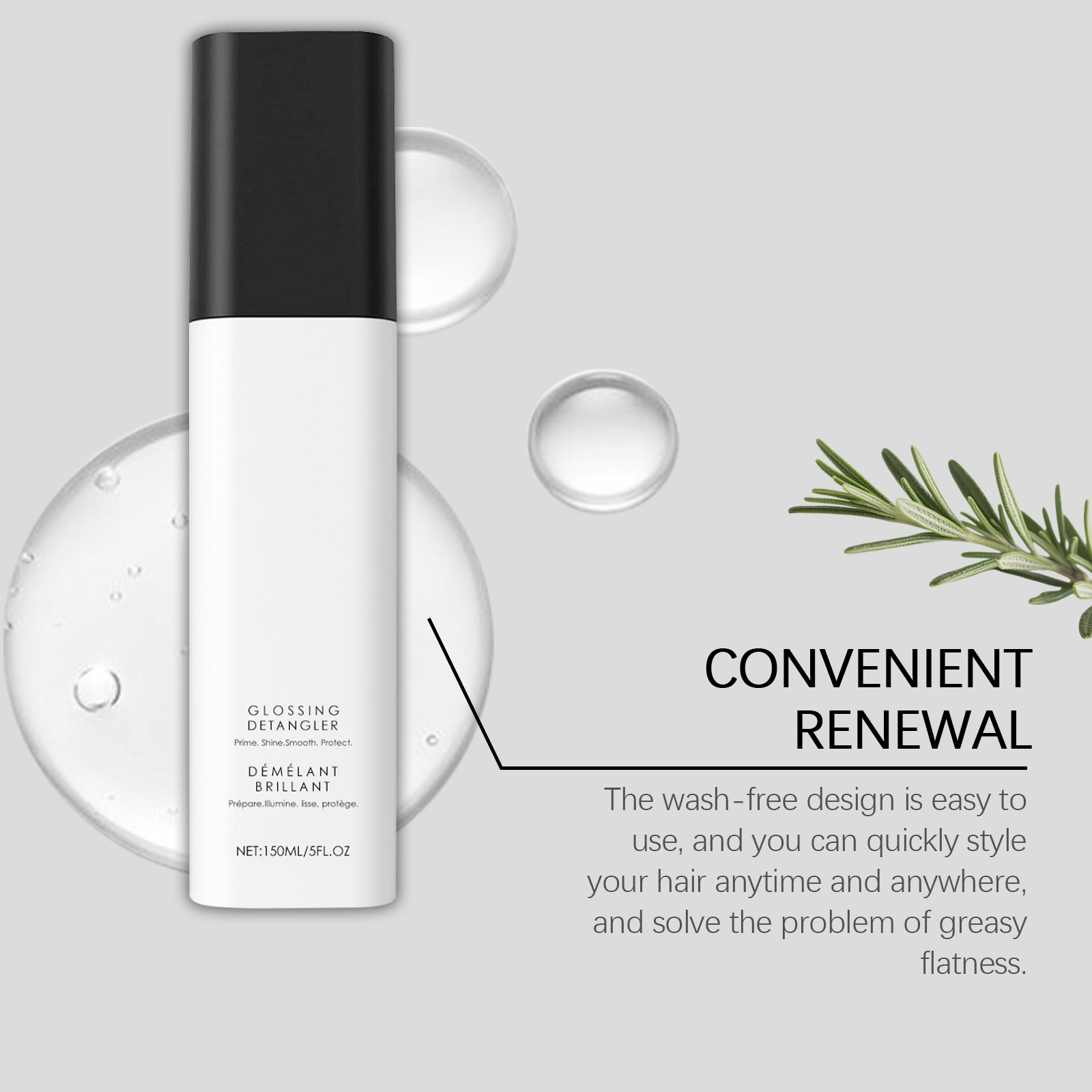Refreshing No Rinse Hair Spray Lightweight Oil Removing Fluffy Smooth Nourishing Care For Hair
