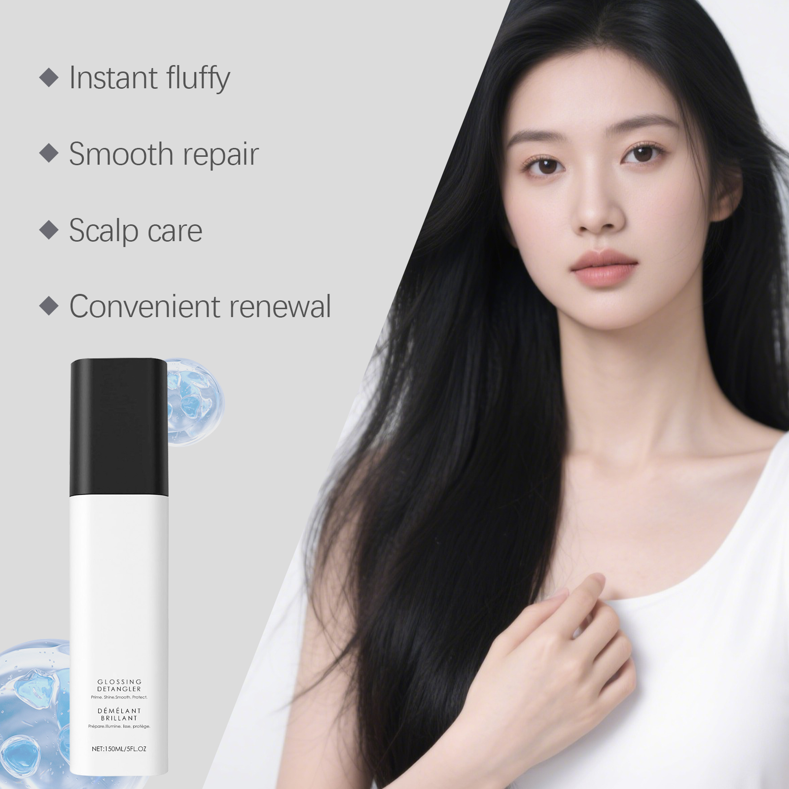 Refreshing No Rinse Hair Spray Lightweight Oil Removing Fluffy Smooth Nourishing Care For Hair