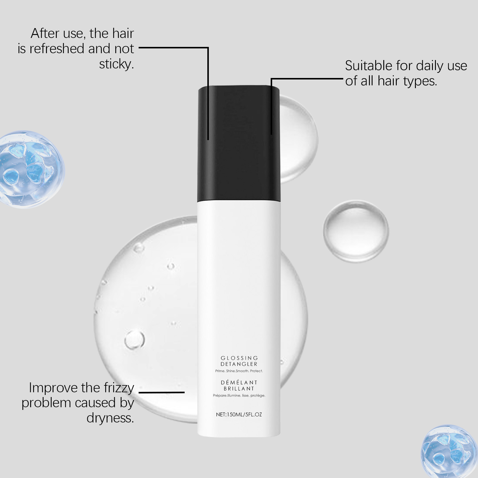 Refreshing No Rinse Hair Spray Lightweight Oil Removing Fluffy Smooth Nourishing Care For Hair