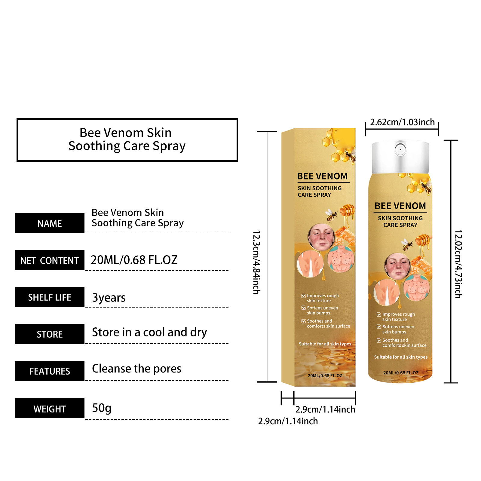 Bee Venom Skin Care Spray Hydrating Nourishing Soft Bright Refreshing Moisturizing Daily Facial Skin