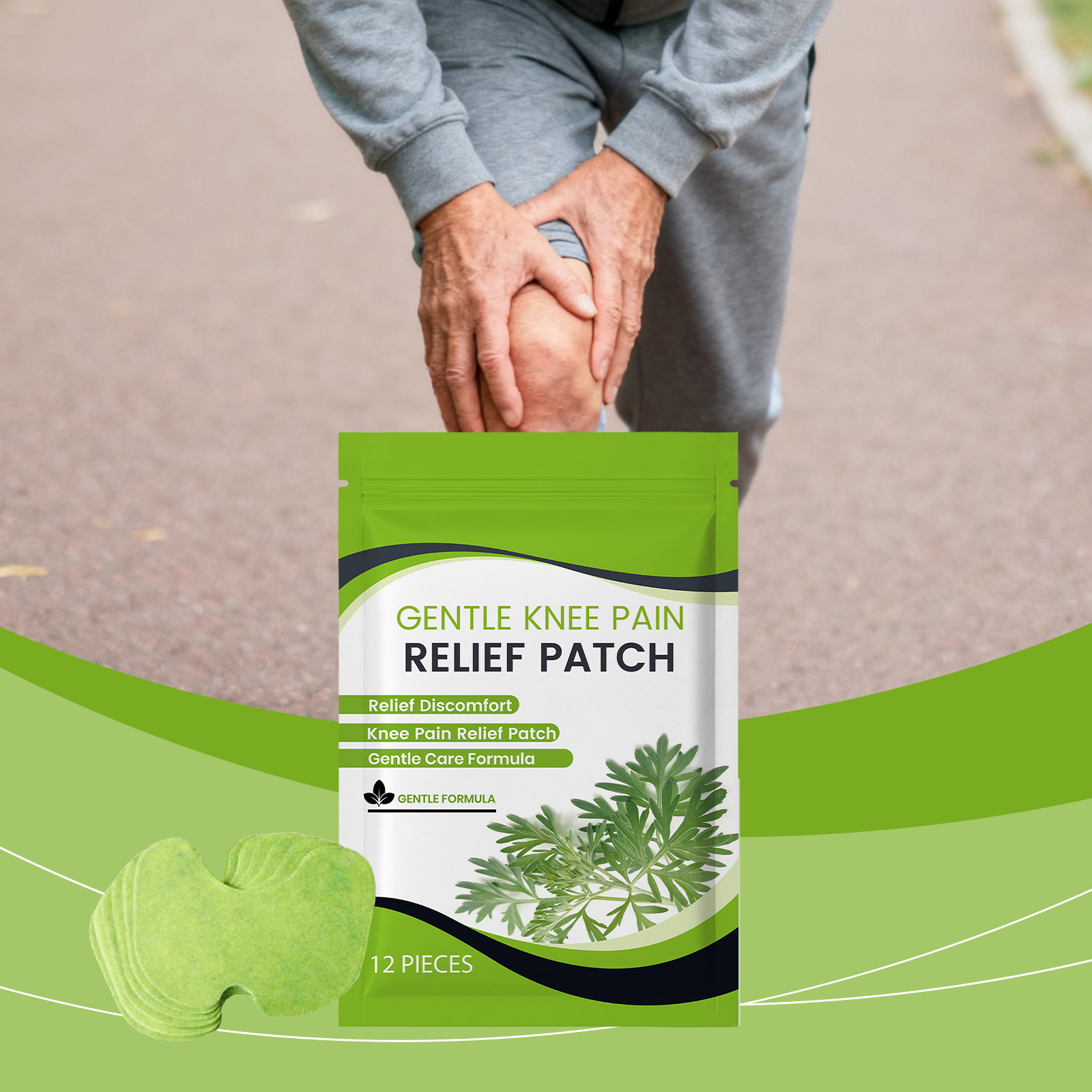 Knee Care Patch Plant Ingredients Mild Soft Light Cozy External Massage Body Joint Care