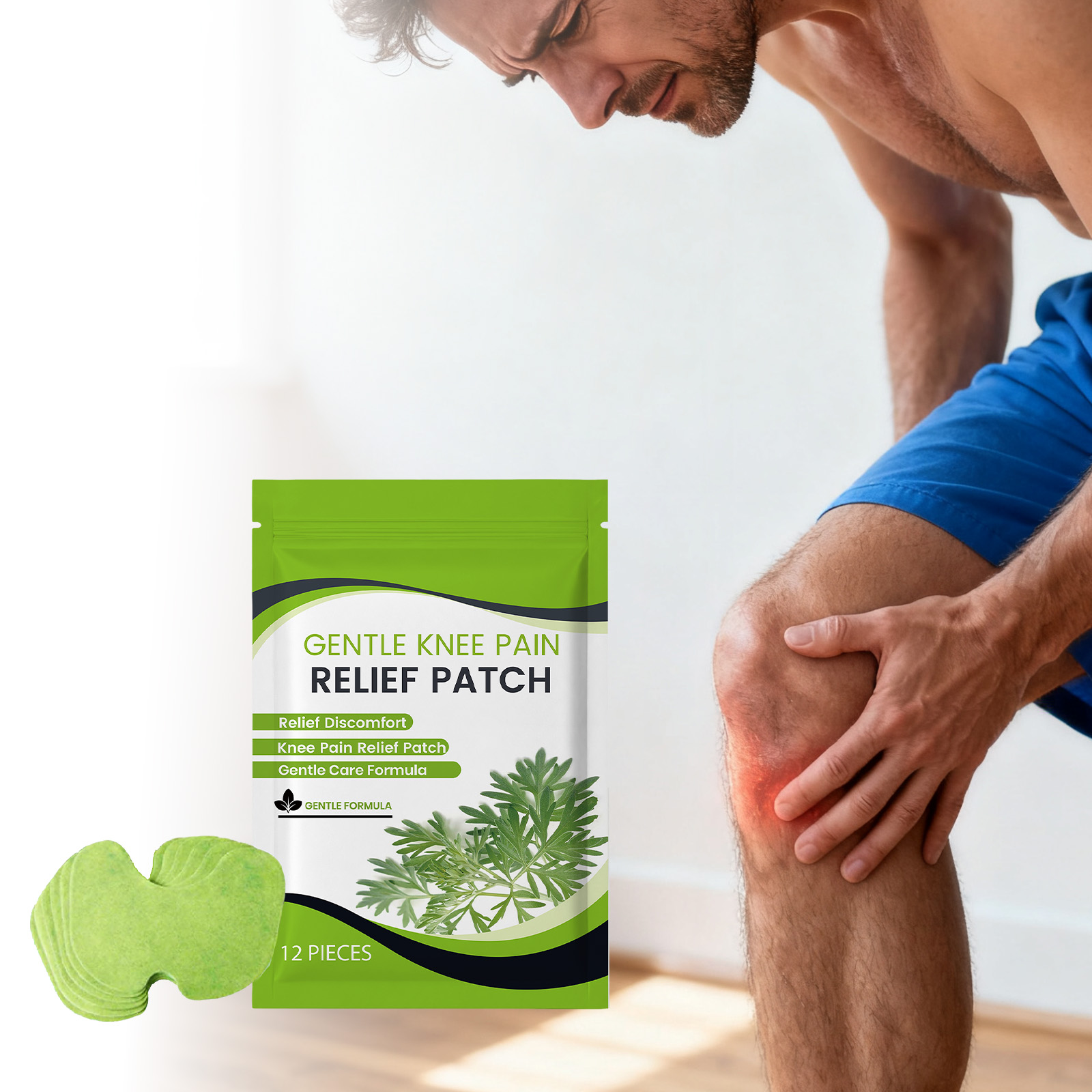 Knee Care Patch Plant Ingredients Mild Soft Light Cozy External Massage Body Joint Care