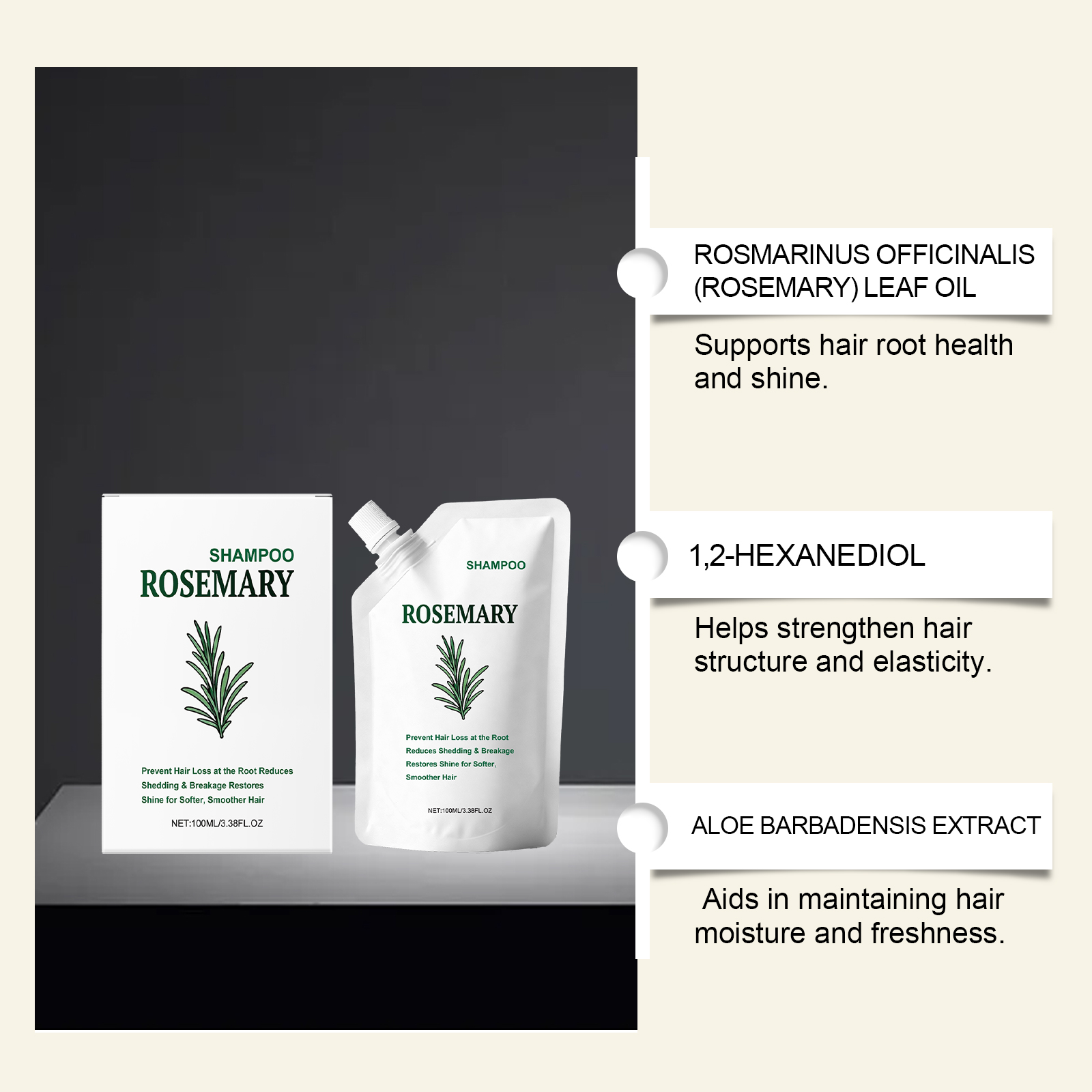 Rosemary Shampoo Mild Clean Scalp Nourish Plump Hair Daily Soft Care For Normal Hair Scalp