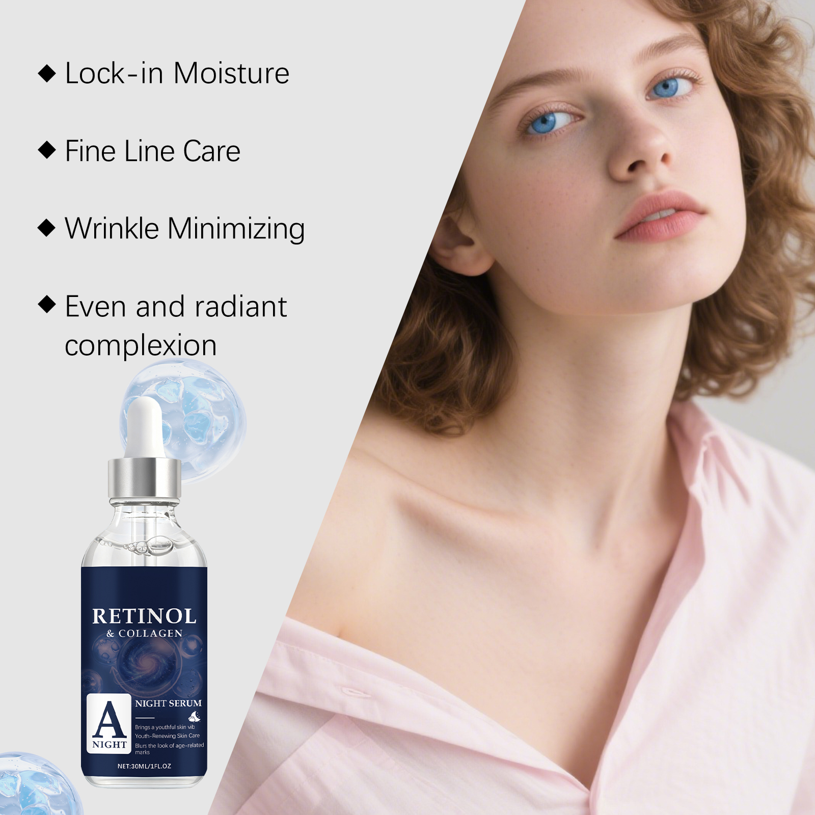 Retinol Essence Liquid Gentle Hydrating Moisturizing Nourishing Multi Effect Facial Skin Care Soft Night Care Essence