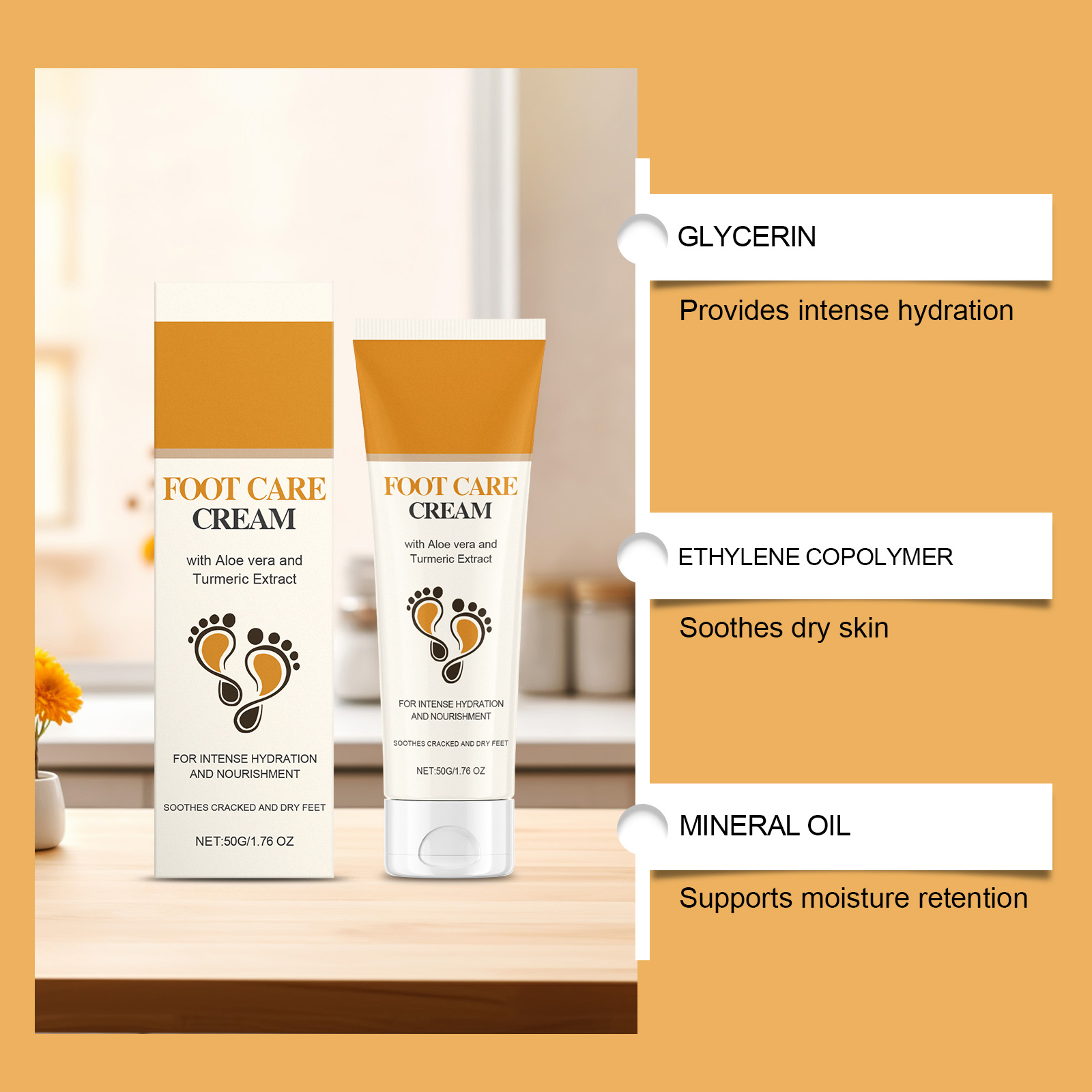 Foot Care Cream Daily Mild Hydrating Moisturizing Foot Skin Refreshing Tender Protecting Lotion