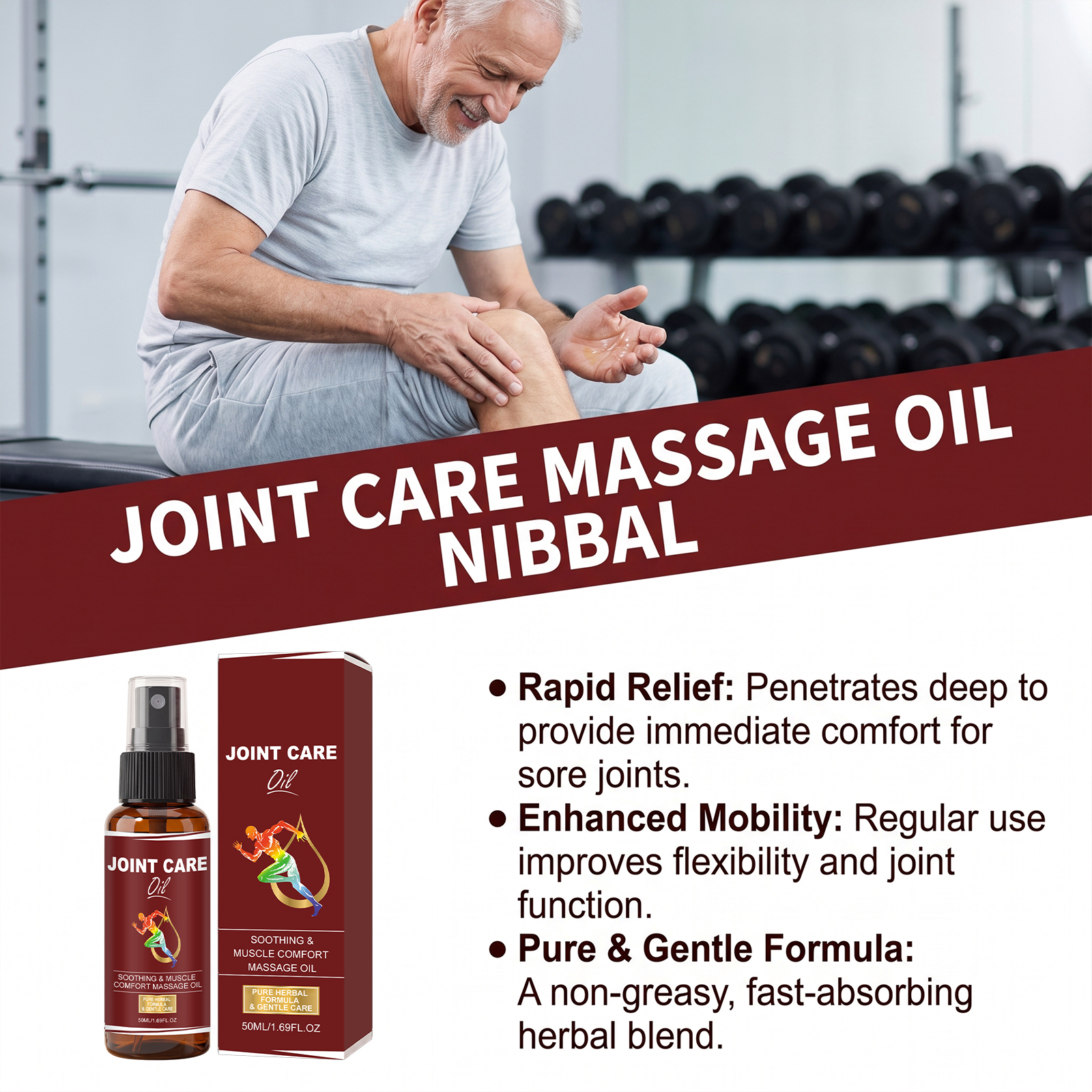 Joint Care Oil Gentle Mild Comfortable Elbow Knee Waist Light Refreshing Breathable Daily Smear Massage
