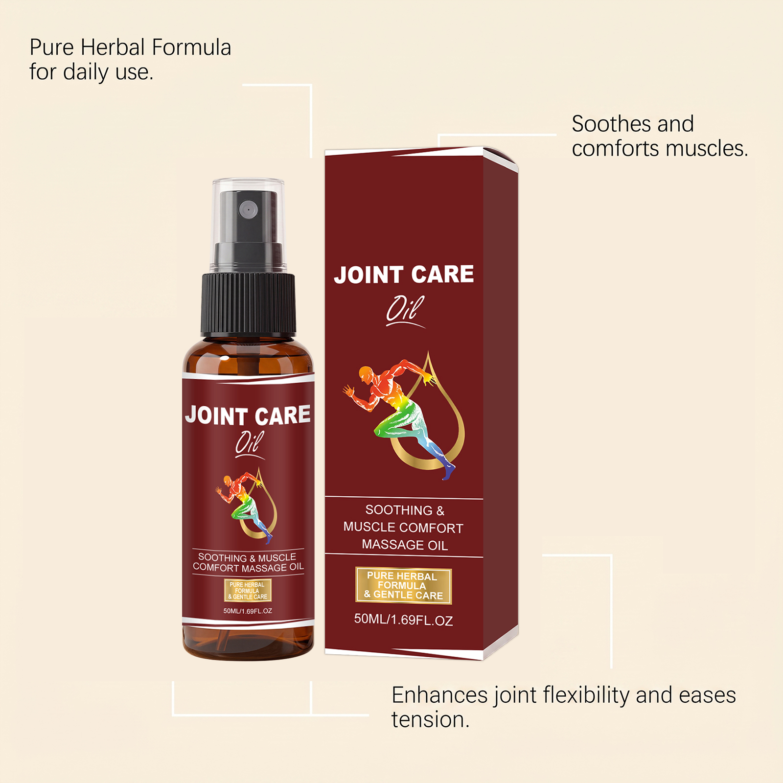 Joint Care Oil Gentle Mild Comfortable Elbow Knee Waist Light Refreshing Breathable Daily Smear Massage