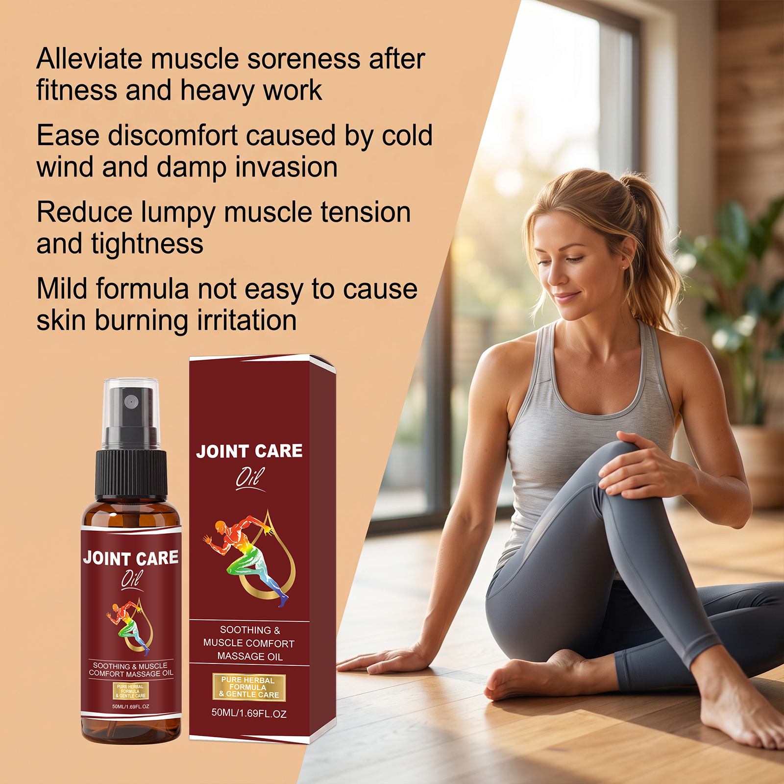Joint Care Oil Gentle Mild Comfortable Elbow Knee Waist Light Refreshing Breathable Daily Smear Massage