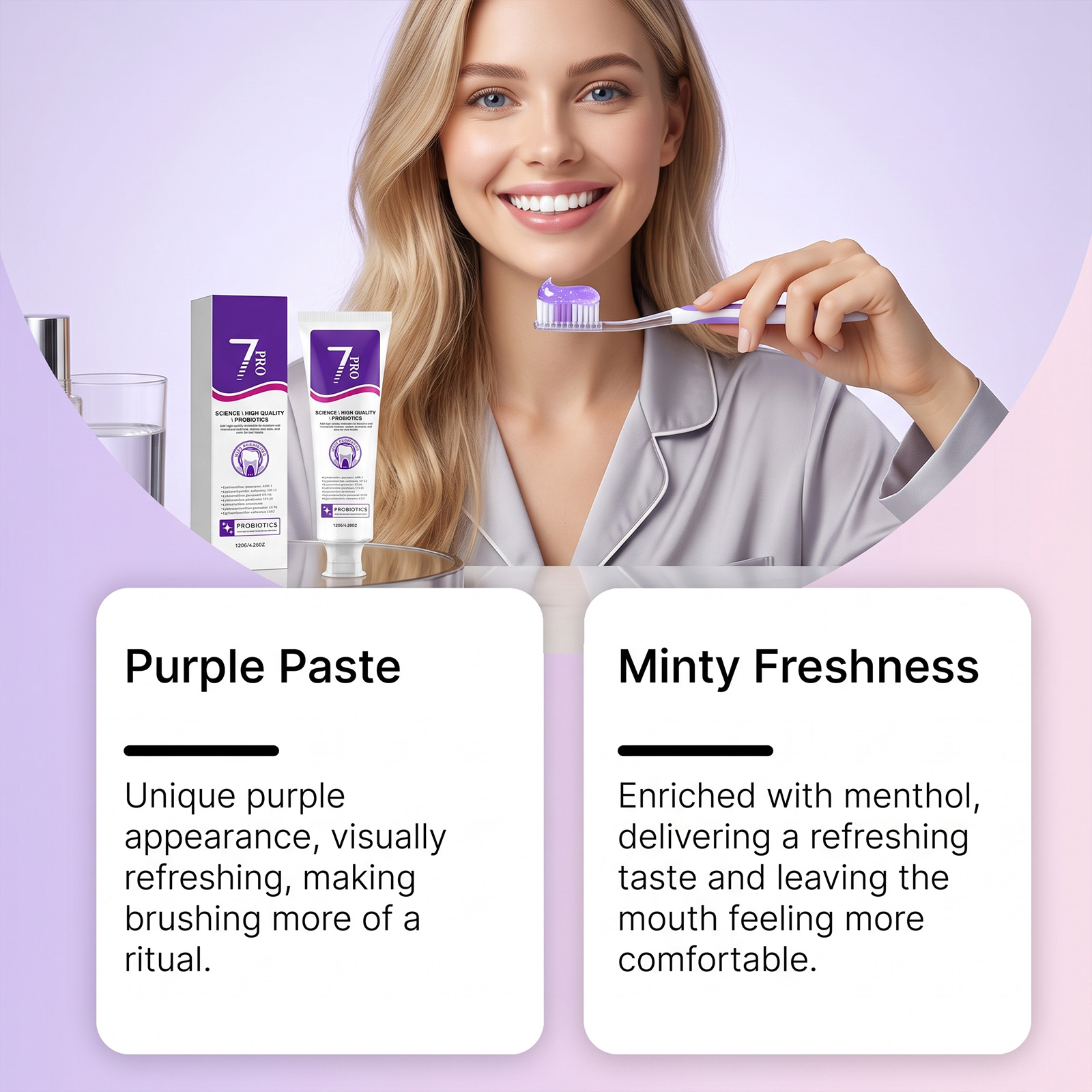 Daily Purple Fresh Gentle Comfortable Clean Bright Teeth Care Oral Nursing Tooth Paste