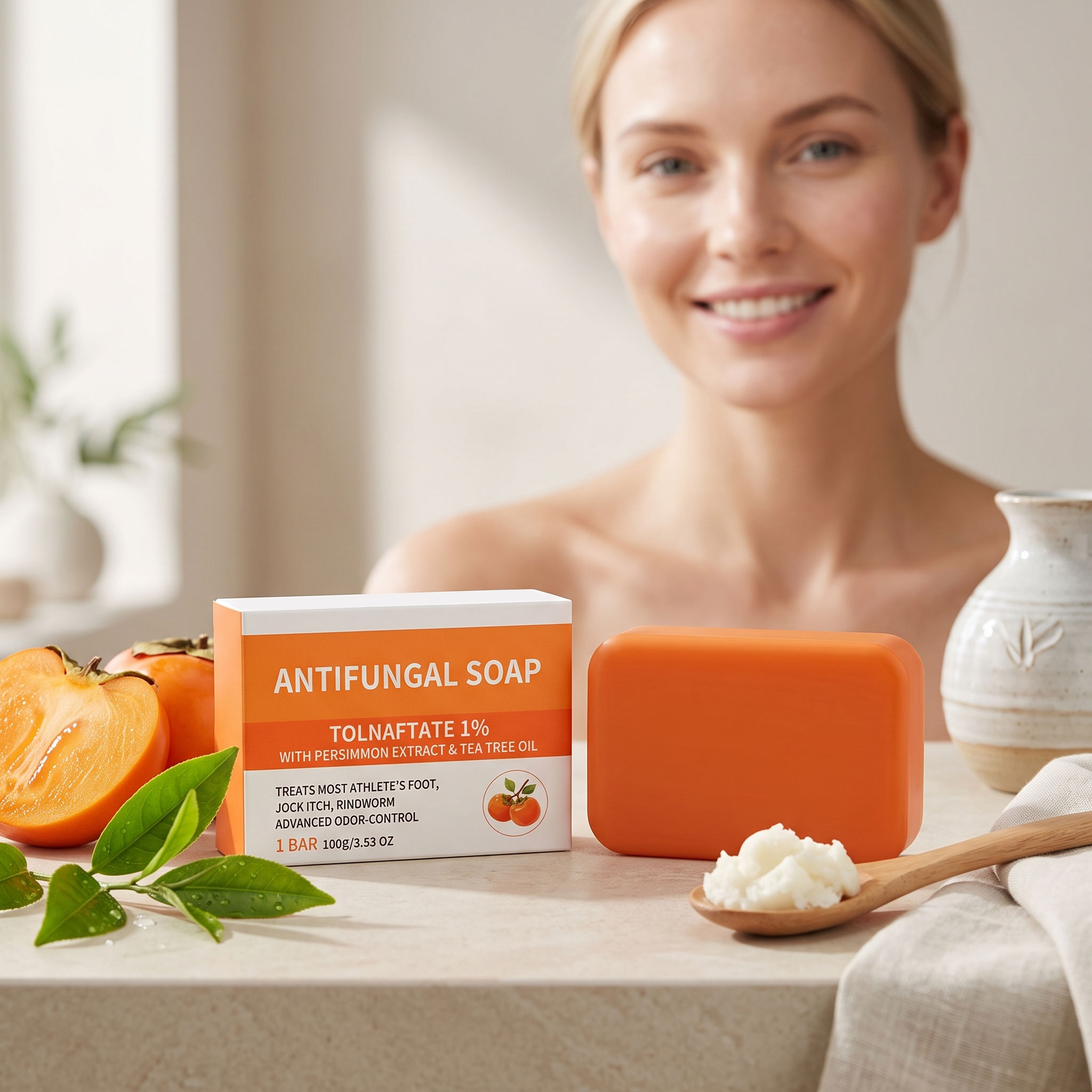 Persimmon Soap Dense Foam Moisturizing Cleansing Body Delicate Smooth Skin Comfortable Refreshing Mild Care