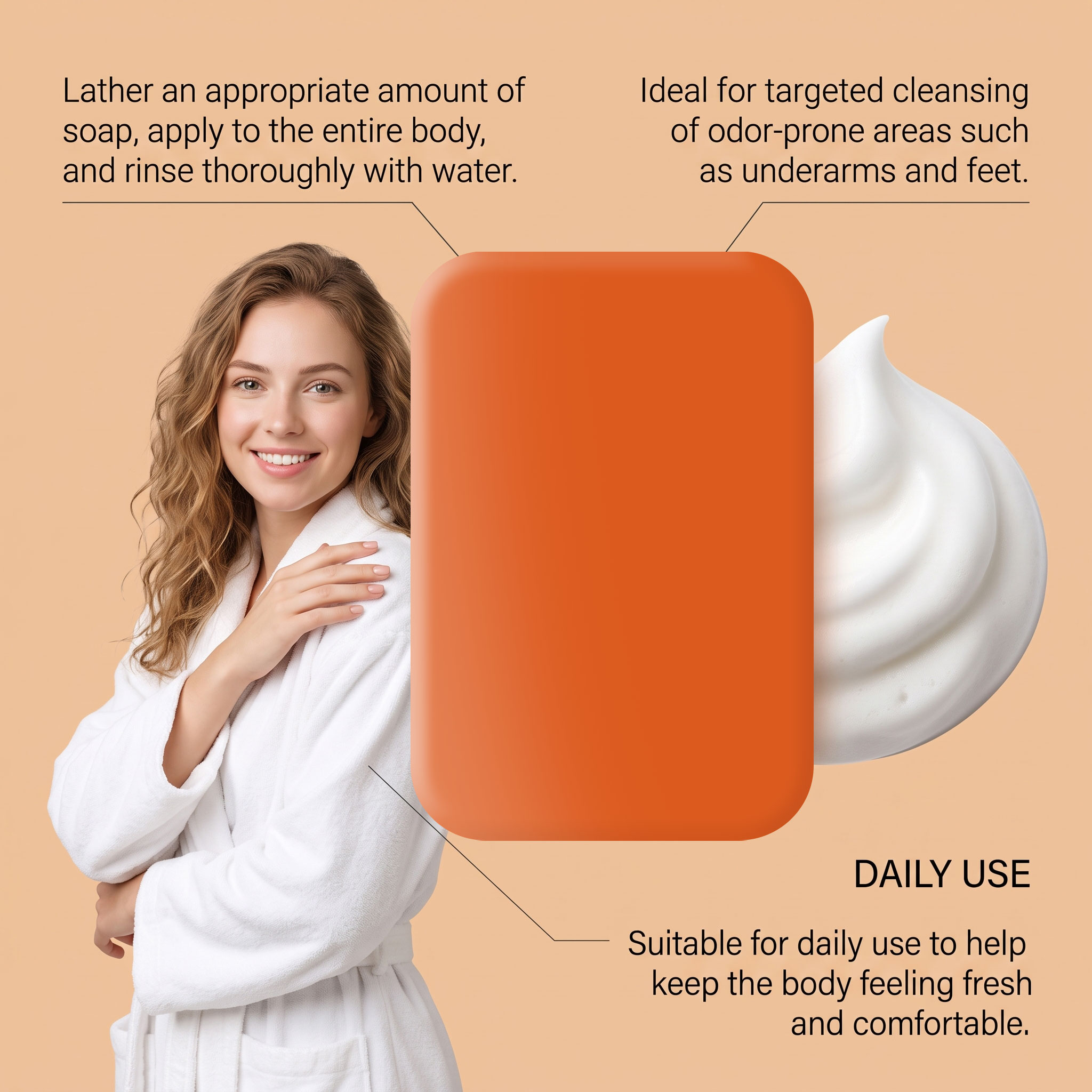 Persimmon Soap Dense Foam Moisturizing Cleansing Body Delicate Smooth Skin Comfortable Refreshing Mild Care