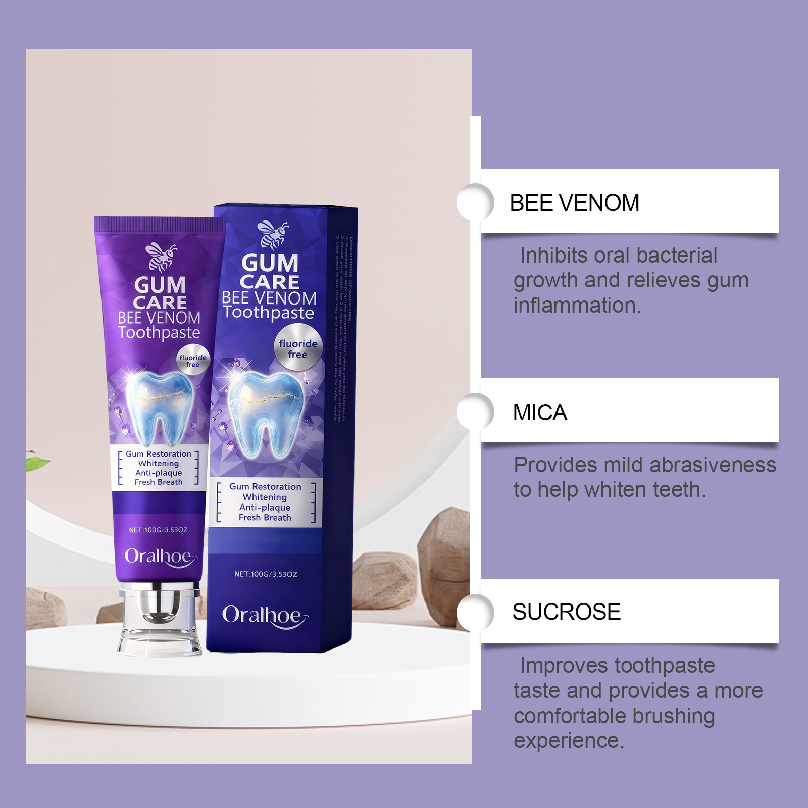 Bee Venom Care Toothpaste Freshens Breath Protects Gums Strengthens Enamel Daily Cleansing Guards Oral Health