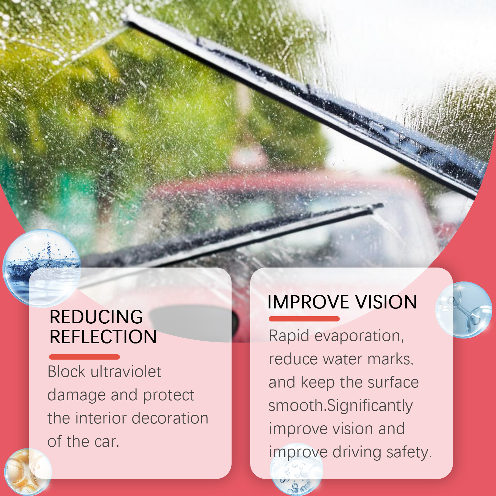 Windshield Glass Cleaner Kit Anti Rain Stain Remover For Car Windows Glass Cleaning Brush Set 1 PCS