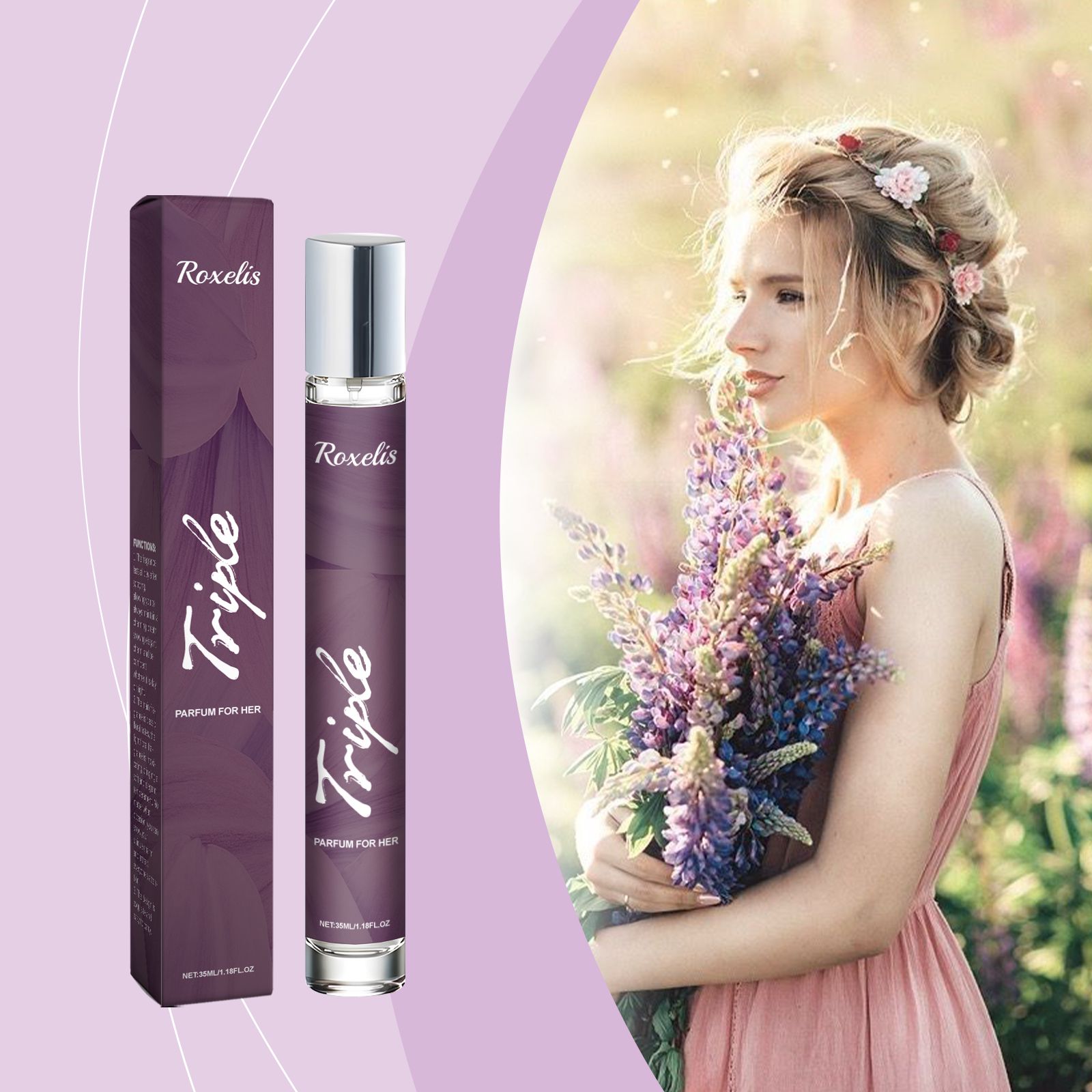 Women Charm Perfume Rose Lavender Fresh Long Lasting Portable For Daily Wear
