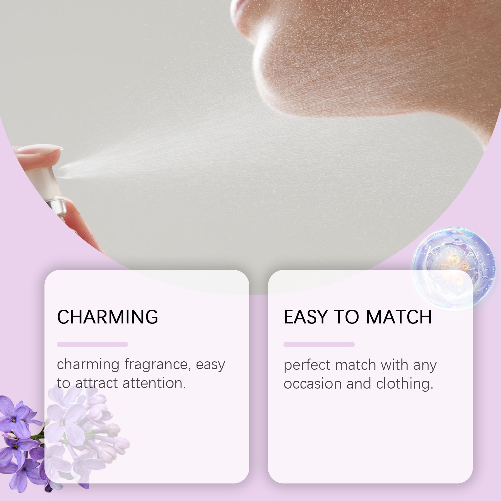 Women Charm Perfume Rose Lavender Fresh Long Lasting Portable For Daily Wear