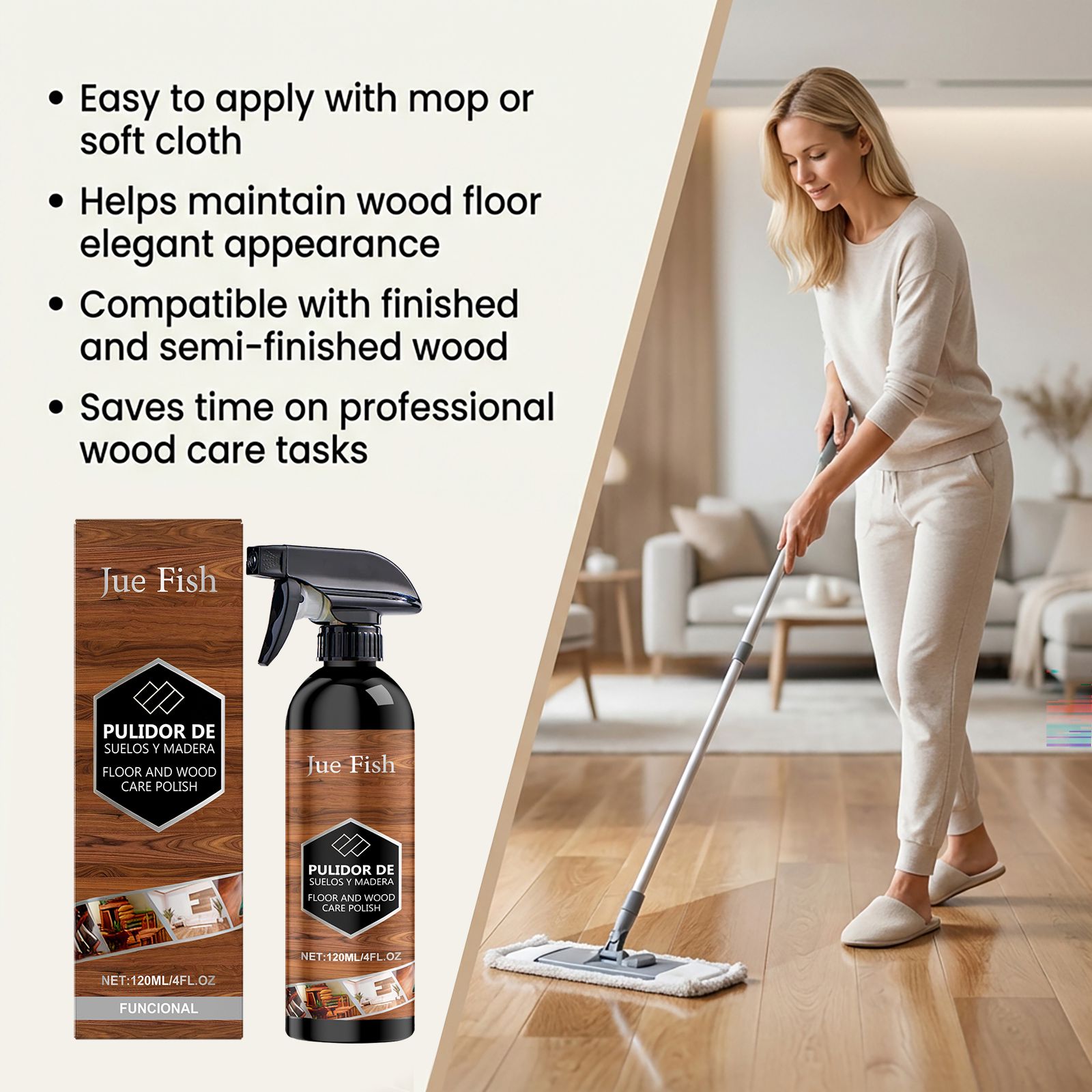 Wood Floor Care Spray Polyethylene Wax For Cleaning And Natural Shine Daily Maintenance